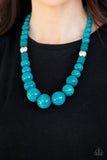 Panama Panorama - Blue - Wooden Necklace - Paparazzi Accessories