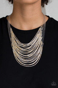 Catwalk Queen - Multi Colored  (Gold/Silver) - Seed Bead - Necklace - Paparazzi Accessories