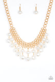 5th Avenue Fleek - White Pearl - Gold - Necklace - Paparazzi Accessories