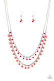 Dainty Distraction - Orange Coral - Pink -  Beaded - Necklace - Paparazzi Accessories