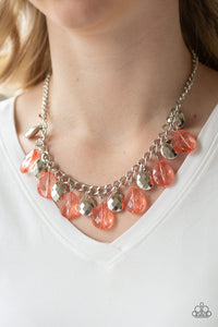 No Tears Left To Cry - Orange Coral- Teardrop - Necklace - Paparazzi Accessories