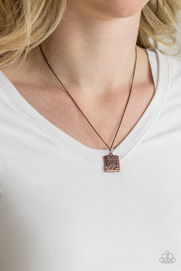 Back To Square One - Copper - Necklace - Paparazzi Accessories