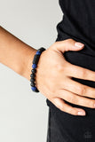Just Chillax - Blue - Black - Lava Bead - Stretch Bracelet - Paparazzi Accessories