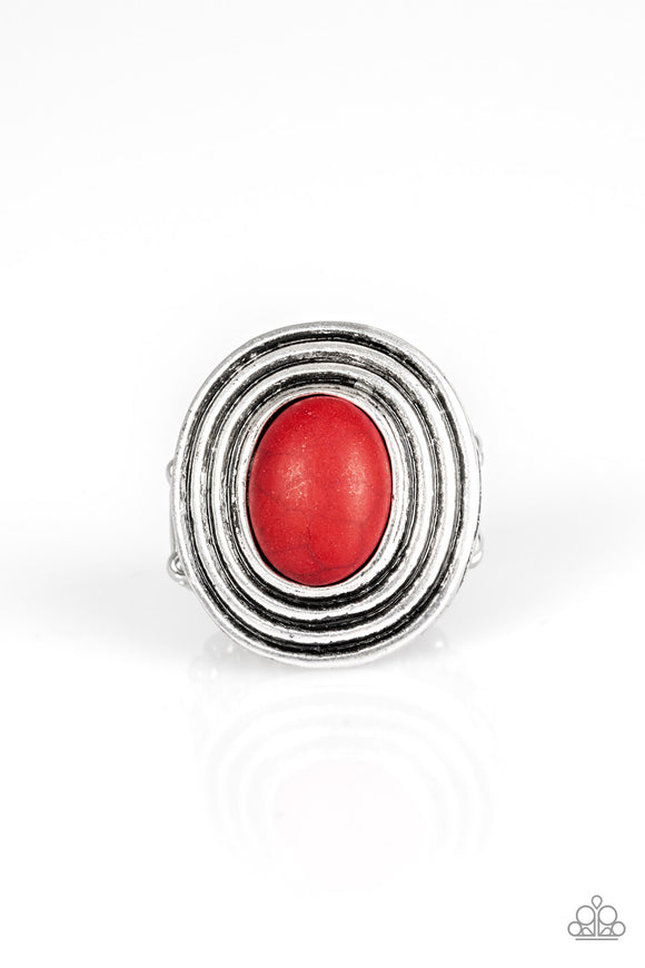 Spiraling Sands - Red - Ring - Paparazzi Accessories