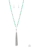 Tassel Takeover - Green - Bead - Necklace - Paparazzi Accessories