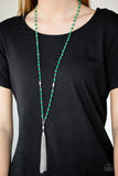 Tassel Takeover - Green - Bead - Necklace - Paparazzi Accessories