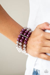 Central Park Celebrity - Purple Pearl - Stretch Bracelet - Paparazzi Accessories