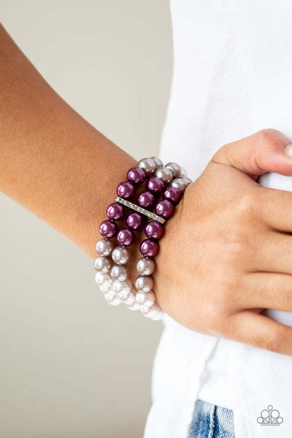 Central Park Celebrity - Purple Pearl - Stretch Bracelet - Paparazzi Accessories