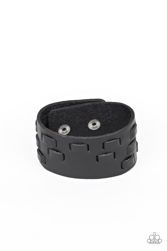 Rodeo Rampage - Black - Leather - Snap Bracelet - Paparazzi Accessories