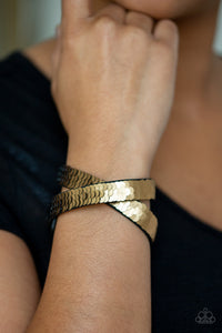 Under The SEQUINS -Black / Gold - Reversible Sequin - Double Wrap - Bracelet - Paparazzi Accessories