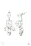 Extra Elite - White - Pearl - Jacket Earrings - Paparazzi Accessories