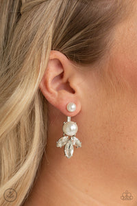 Extra Elite - White - Pearl - Jacket Earrings - Paparazzi Accessories