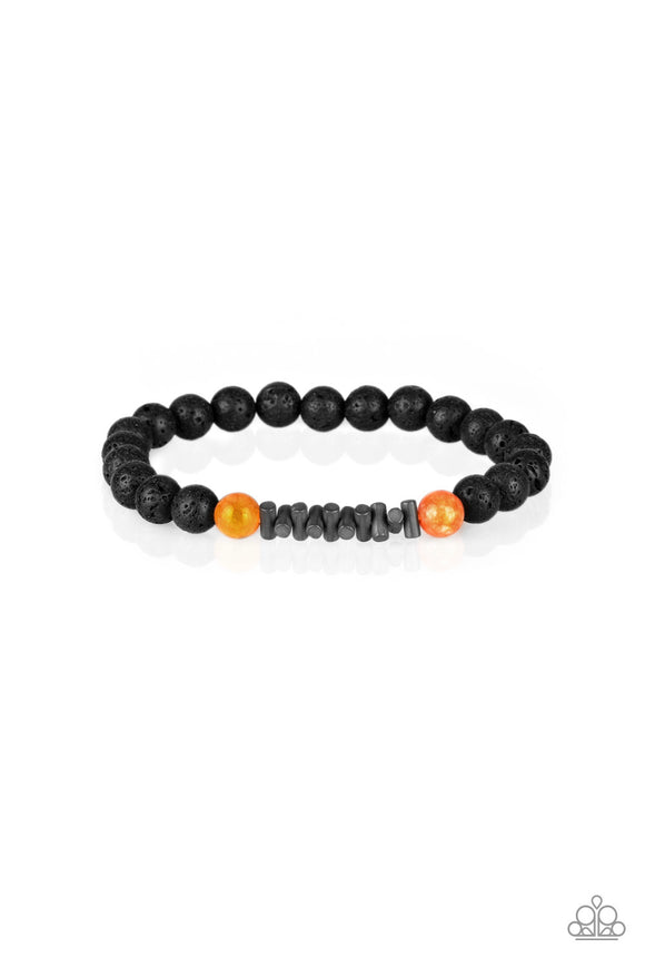 Courage - Orange - Lava Bead - Stretch Bracelet - Paparazzi Accessories