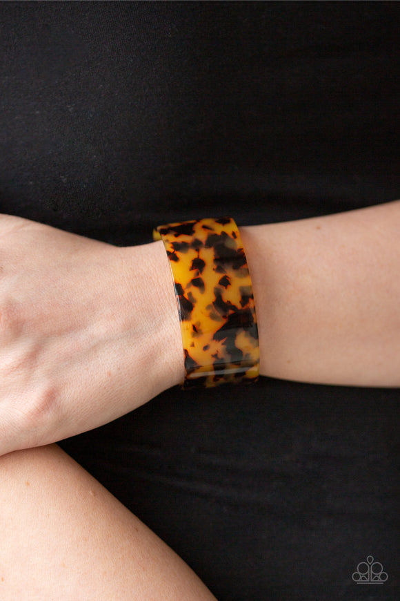 Wheres The Party? - Yellow - Acrylic - Cuff Bracelet - Paparazzi Accessories