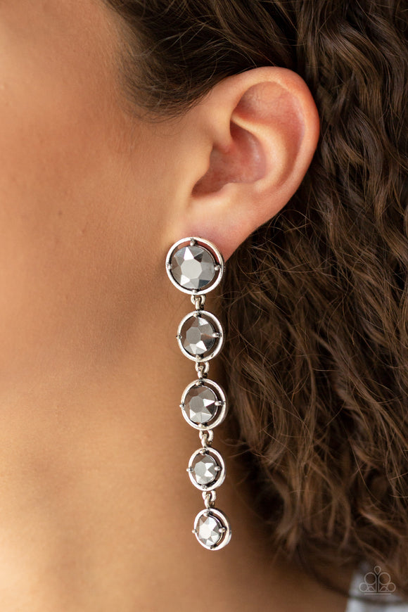 Drippin In Starlight - Silver - Hematite - Post - Earrings - Paparazzi Accessories