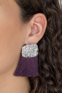 Plume Bloom - Purple Plum - Fringe - Post Earrings - Paparazzi Accessories