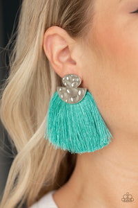 Make Some PLUME - Blue - Fringe - Post Earrings - Paparazzi Accessories