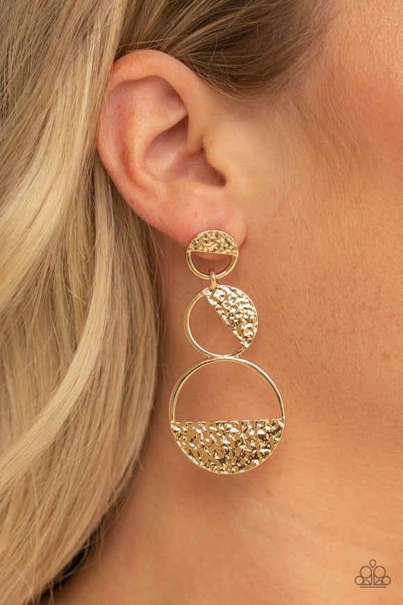 Triple Trifecta - Gold - Earrings - Paparazzi Accessories