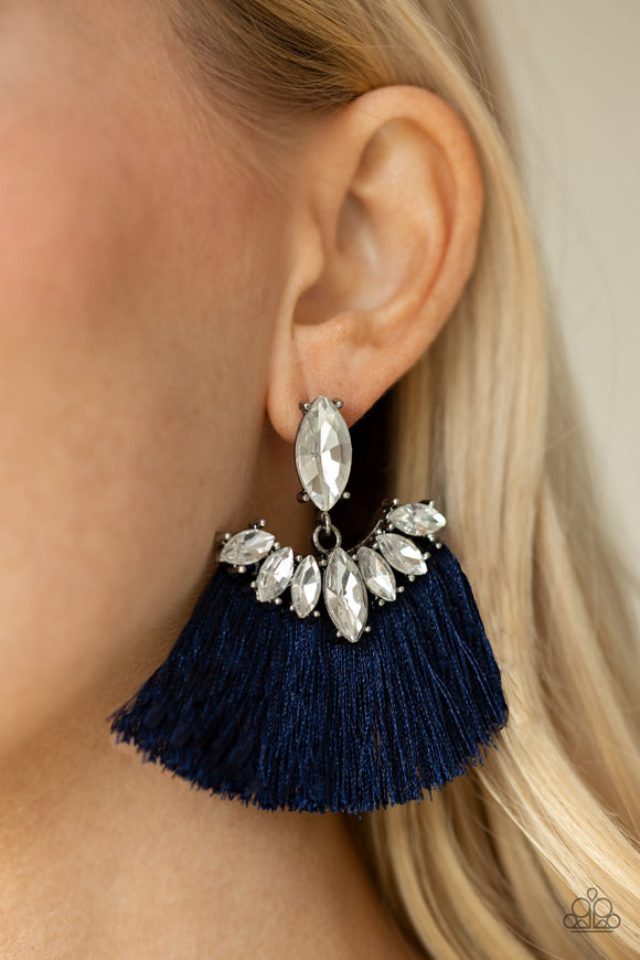 Formal Flair - Blue - Fringe - Post Earrings - Paparazzi Accessories