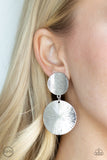BRIGHT On Cue - Silver - Clip-On Earrings - Paparazzi Accessories