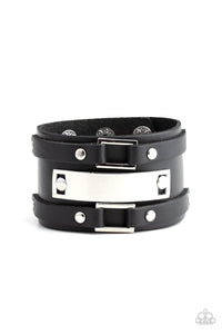 Rural Ranger - Black - Leather - Snap Bracelet - Paparazzi Accessories