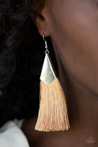 In Full PLUME - Brown Tan - Fringe - Fish Hook Earrings - Paparazzi Accessories