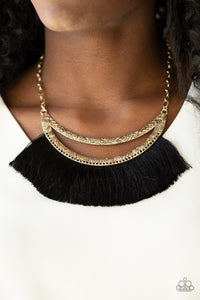 The MANE Event - Gold And Black - Fringe Necklace - Paparazzi Accessories