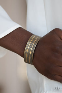 Patterned Plains - Brass - Cuff Bracelet - Paparazzi Accessories