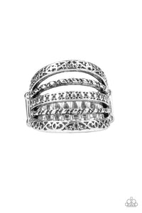 Textile Bliss - Silver - Ring - Paparazzi Accessories