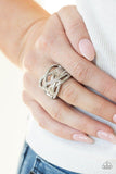 High Rollin - White - Rhinestone - Ring - Paparazzi Accessories