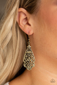 Greenhouse Goddess - Brass - Earrings - Paparazzi Accessories