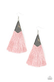 In Full PLUME - Pink - Fringe Earrings - Fish Hook - Paparazzi Accessories