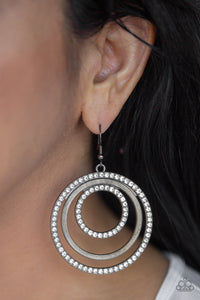 Rippling Refinement - Black- Earrings - Paparazzi Accessories