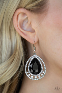 All Rise For Her Majesty - Black - Rhinestone - Earrings - Paparazzi Accessories