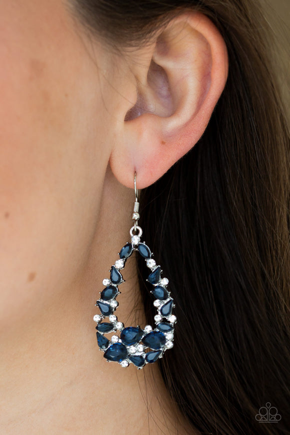 To BEDAZZLE, Or Not To BEDAZZLE - Blue - Earrings - Paparazzi Accessories