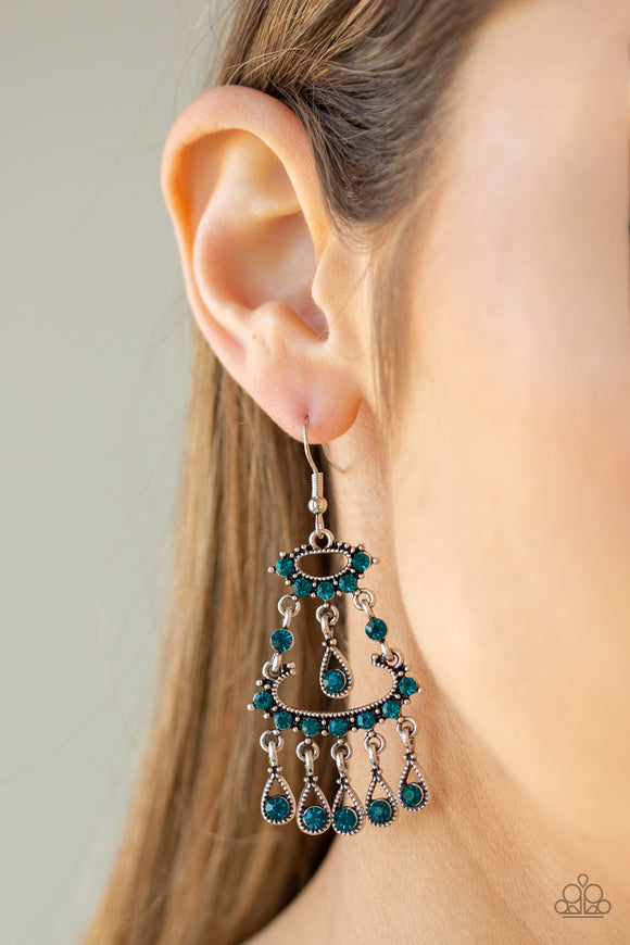 Chandelier Shimmer - Blue - Earrings - Paparazzi Accessories