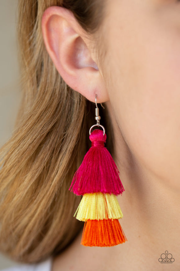 Hold On To Your Tassel! - Multi Colored - Tassel Fringe - Fish Hook Earrings - Paparazzi Accessories