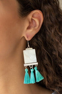 Tassel Retreat - Blue - Fringe - Fish Hook Earrings - Paparazzi Accessories