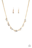 Social Luster - Gold - White Rhinestone - Necklace - Paparazzi Accessories