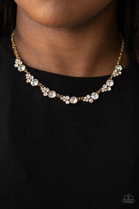Social Luster - Gold - White Rhinestone - Necklace - Paparazzi Accessories