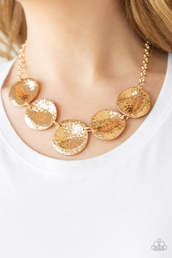 First Impressions - Gold  - Hammered - Necklace - Paparazzi Accessories