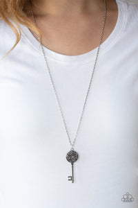 Key Keepsake - Silver - Hematite - Key - Necklace - Paparazzi Accessories