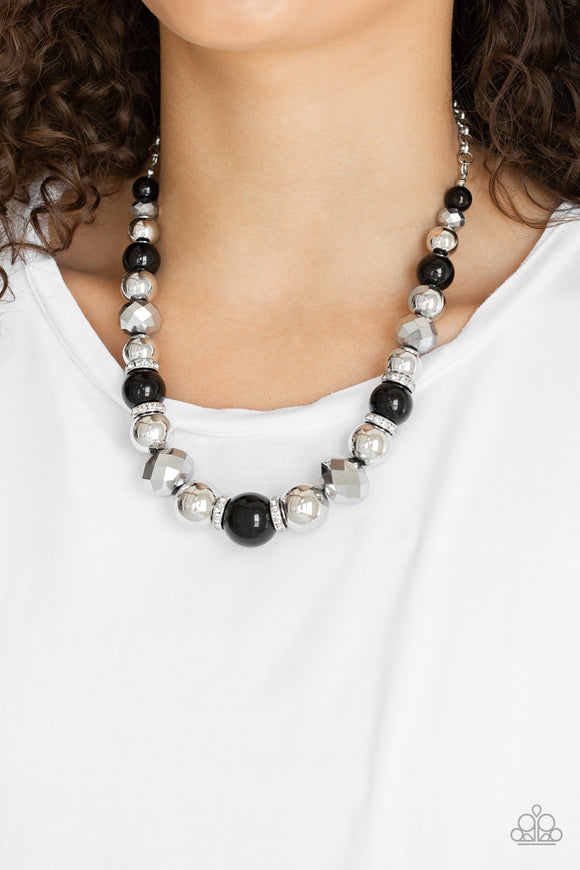 Weekend Party - Black - Silver - Bead - Necklace - Paparazzi Accessories