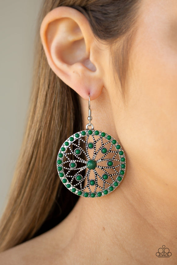 Merry Mandalas - Green -  Earrings - Paparazzi Accessories