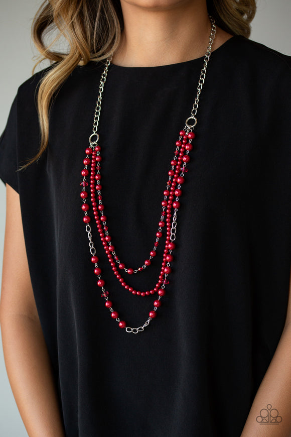New York City Chic - Red Pearl - Necklace - Paparazzi Accessories