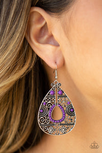 Malibu Gardens - Purple - Earrings - Paparazzi Accessories