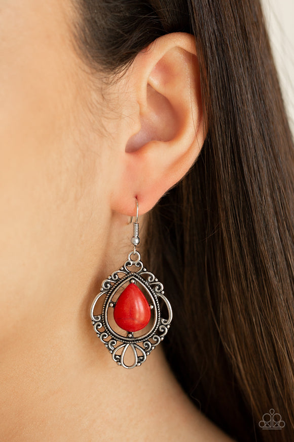 Southern Fairytale - Red - Stone - Earrings - Paparazzi Accessories