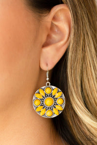 Petal Paradise - Yellow- Earrings - Paparazzi Accessories