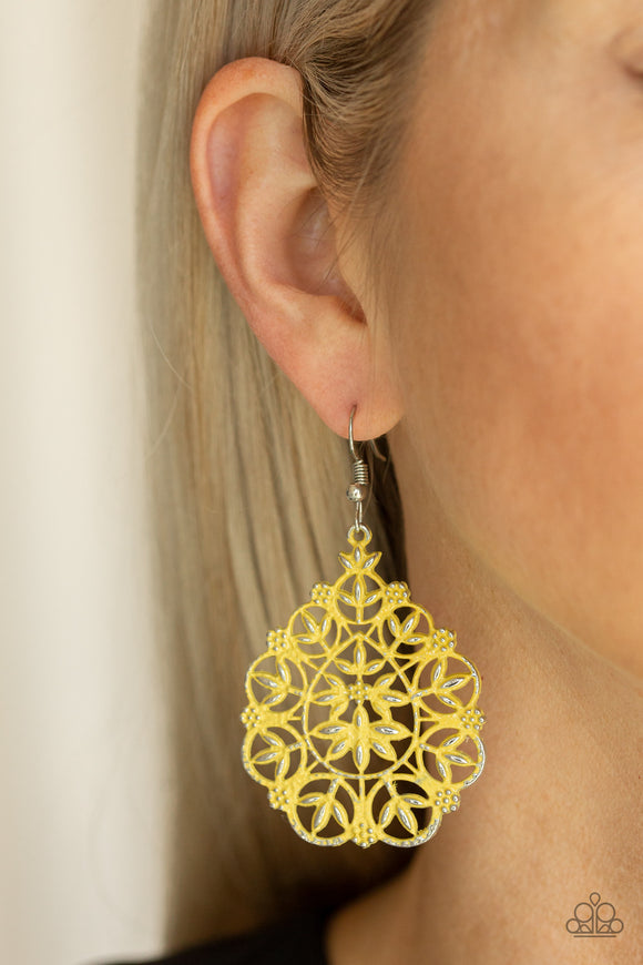 Garden Party Princess - Yellow - Earrings - Paparazzi Accessories