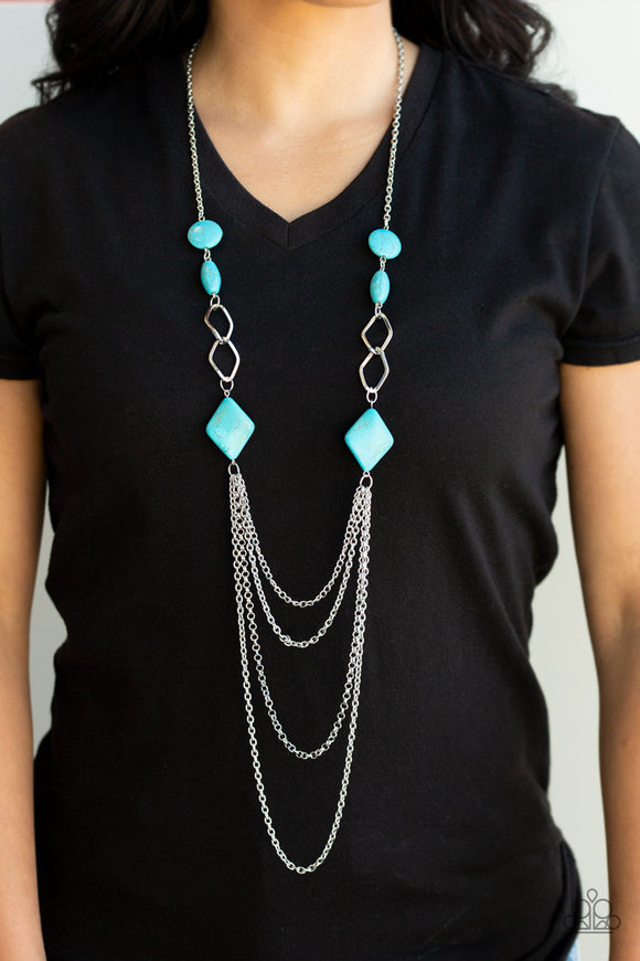 Desert Dawn - Blue Turquoise - Necklace - Paparazzi Accessories